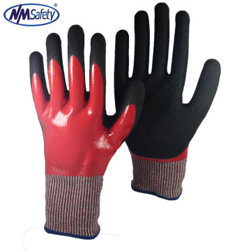 NMSAFETY Double Nitrile Dipping oil and cut proof nitrile gloves 13 gauge